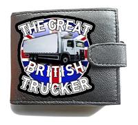 The Great British Trucker Leather Wallet - Union Jack Truck Design, Snap Closure, Gift for UK Lorry Drivers