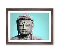 The Great Buddha Of Kamakura In Japan Modern Art Framed Print | A3 Walnut Framed Wall Art | Ready to Hang | Modern Religious Picture | Living Room Bedroom Lounge Office