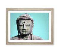 The Great Buddha Of Kamakura In Japan Modern Art Framed Print | A4 Oak Framed Wall Art | Ready to Hang | Modern Religious Picture | Living Room Bedroom Lounge Office