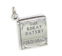The Great Gatsby book by Fitzgerald sterling silver charm .925 x1 books