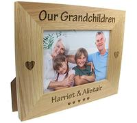 The Great Gifts Company Our Grandchildren Oak Photo Frame, Grandparent Gift | Engraved Solid Oak Picture Frames, Personalised, 7inch x 5inch, Grandparents, Nan, Nana, Grandma, Grandad, Grandpa, Xmas
