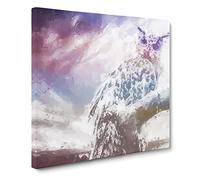 The Great Horned Owl Canvas Print | Gallery Wrapped 30mm Frame Wall Art | 14x14 inches | Ready to Hang | Abstract Animals Picture | Living Room Bedroom Lounge Office