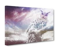 The Great Horned Owl Canvas Print | Gallery Wrapped 30mm Frame Wall Art | 24x16 inches | Ready to Hang | Abstract Animals Picture | Living Room Bedroom Lounge Office