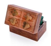 The Great Indian Bazaar Birthday Gift Ideas Handcrafted Classic Wooden Playing Card Holder Deck Box Storage Case Organizer With 2 Sets of Premium Quality 'Ace' Playing Cards