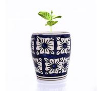 The Great Indian Bazaar Handmade Decorative Ceramic Garden Planter With Drainage Hole For Indoor Outdoor Flower Plant Pot For Home Office Living Room Windowsill Decor Small Round