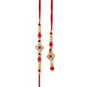 The Great Indian Bazaar Rakhi For Brother And Bhabhi, Lumba Bhai Bhabhi Rakhi, Red Colour Traditional Indian Rakshabandhan Gifts For Brother Sister