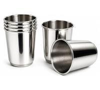 The Great Indian Bazaar Small 170 ml (6 oz) Set of 6 Multipurpose Stainless Steel Glasses Drinking Tumblers Lightweight Durable Reusable Metal Cups for Water, Juice, Coffee, Tea,