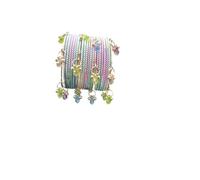 The Great Indian Store Traditional Kashmiri Ghungroo Metal Light Multicolour Bangles Set for Women (Multicolour Bangles 18 pc + 4 Kada), One Size, Metal, no gemstone