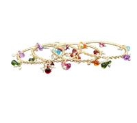 The Great Indian Store Traditional Kashmiri Golden Ghungroo Multicolor Moti Bangles (Pack of 4 Bangles), One Size, Metal, no gemstone
