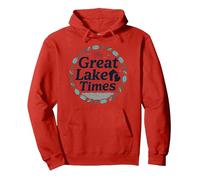 The Great Lake Times: Coastal Nostalgia Pullover Hoodie, Adult Unisex, Red, M
