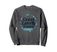 The Great Lake Times: Coastal Nostalgia Sweatshirt, Adult Unisex, Dark Heather Grey, L