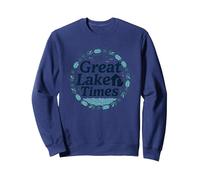 The Great Lake Times: Coastal Nostalgia Sweatshirt, Adult Unisex, Navy, XXL