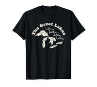 The Great Lakes Life is Better at the Lakes Vintage Map T-Shirt