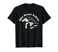 The Great Lakes Life is Better at the Lakes Vintage Map Value Graphic T-Shirt