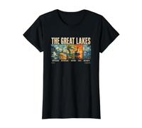 The Great Lakes North America Travel Design Value Graphic T-Shirt, Women, Black, XL