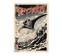 The Great Manta Ray Poster Japanese Anime Style Print. Great Wave Woodblock Animal Wall Art, Archival Matte, A5 (Print Only) - 21x14.8cm
