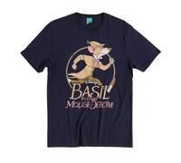 The Great Mouse Detective Men's Basil T-Shirt in Navy | Size: Large The Great Mouse Detective Navy L