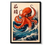 The Great Octopus, Japanese Cartoon Style Wall Art, Anime Ukiyo-e Inspired Print, Sea Monster Fantasy Decor Poster, Archival Matte, A5 (Print Only) - 21x14.8cm