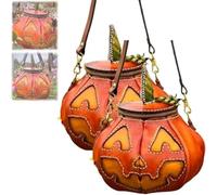 The Great Purely Handmade Leather Pumpkin Bag, For Lasting Durability, Suppleness, And A Timeless Vintage Appeal，Elevating Your Outfit Effortlessly,2pcs