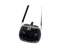 The Great Purely Handmade Leather Pumpkin Bag, Pumpkin Purses, Zipper Halloween Crossbody Bag for Women (Black)
