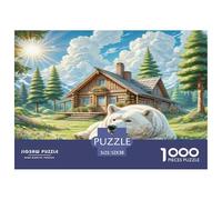 The Great Pyrenees Adult Jigsaws for Decompression: Dog by Wooden Cabin Educational Game Challenge Wall Decoration 52x38cm/1000pcs