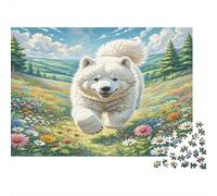 The Great Pyrenees Heavyweight Paper Samoyed Running in Colorful Flower Meadow Jigsaw Puzzle Giftable Birthday Gift 70x50cm/1000pcs