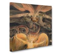 The Great Red Dragon by William blake Canvas Print | Gallery Wrapped 30mm Frame Wall Art | 14x14 inches | Ready to Hang | Classic Animal Picture | Living Room Bedroom Lounge Office