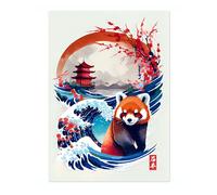 The Great Red Panda Poster Japanese Anime Style Print. Great Wave Woodblock Animal Wall Art, Archival Matte, A5 (Print Only) - 21x14.8cm