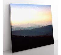 The Great Smokey Mountains Abstract Art Modern Canvas Wall Art Print Ready to Hang, Framed Picture for Living Room Bedroom Home Office Décor, 35x35 cm (14x14 Inch)