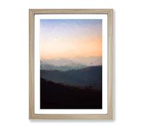 The Great Smokey Mountains Abstract Art Modern Framed Wall Art Print, Ready to Hang Picture for Living Room Bedroom Home Office Décor, Oak A3 (34 x 46 cm)