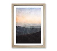 The Great Smokey Mountains Abstract Painting Modern Framed Wall Art Print, Ready to Hang Picture for Living Room Bedroom Home Office Décor, Oak A2 (64 x 46 cm)