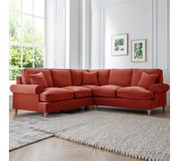 The Great Sofa Company Ezra Large Textured Velvet Corner Sofa - Scroll Arm in Terracotta The Great Sofa Company Terracotta Large