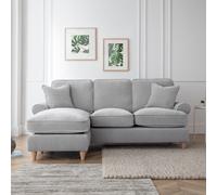 The Great Sofa Company Ezra Left Hand Chaise Sofa in Textured Velvet - Classic Scroll Arm Corner Settee in Light Grey | Size: Medium The Great Sofa Company Light Grey Medium