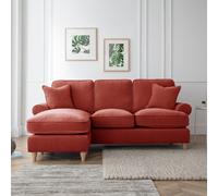 The Great Sofa Company Ezra Left Hand Velvet Chaise Sofa - Scroll Arm in Terracotta | Size: Medium The Great Sofa Company Terracotta Medium