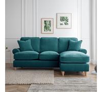 The Great Sofa Company Ezra Right Hand Velvet Chaise Sofa - Scroll Arm in Emerald | Size: Medium The Great Sofa Company Emerald Medium