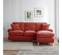 The Great Sofa Company Ezra Right Hand Velvet Chaise Sofa - Scroll Arm in Terracotta | Size: Medium The Great Sofa Company Terracotta Medium