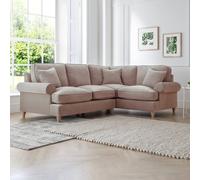 The Great Sofa Company Ezra Right Hand Velvet Corner Sofa - Scroll Arm in Taupe | Size: Medium The Great Sofa Company Taupe Medium
