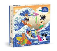 Galison The Great Surf - 500 Piece Jigsaw Puzzle Featuring Beautiful Artwork Of Cats And Dogs Surfing Waves