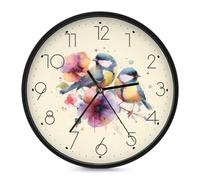 The Great Tit Birds 10 Inch Wall Clock Round Black-style