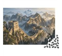 The Great Wall 1000 Piece Birthday Gift Jigsaw Puzzle Misty Mountains Concentration Training Mental Relaxation Framed Puzzle Art 38x26cm/1000pcs
