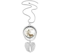 The Great Wall China Landmark Sketch Pendant Angel Wings Rotating Necklace Jewelry