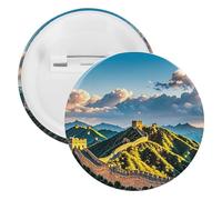 The Great Wall of China Badge Metal Round Pins, Lightweight Brooch for Backpack, Fashion Button Pins Badge for Shirts, Jackets, Shawl Coat, Unisex, 20PCS, Tinplate, metal round pins