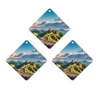 The Great Wall of China Car Air Freshener, 3 Pcs Rhombus Hanging Air Freshener Cards, Long Lasting Fragrance Scented Cards for Car, Home, Office White-style