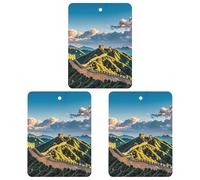The Great Wall of China Car Air Freshener, 3 Pcs Square Hanging Air Freshener Cards, Long Lasting Fragrance Scented Cards for Car, Home, Office Black-style