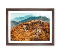 The Great Wall Of China Modern Art Framed Print | A3 Walnut Framed Wall Art | Ready to Hang | Modern Nature Picture | Living Room Bedroom Lounge Office