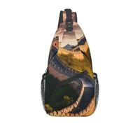 the Great Wall of China Printed Crossbody Bag with Double Side Pockets - Ideal for Commute, Travel, and Everyday Use