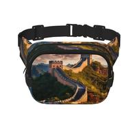 the Great Wall of China Printed Fashion Crossbody Bag, Hiking Waist Bag, Square Double Layer Travel and Fitness Shoulder Bag