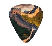 the Great Wall of China printed guitar picks, 12-piece set with thin, medium, and thick styles, comes with a storage case