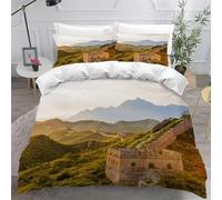 The Great Wall Single Duvet Cover Set City Architecture Bedding Set 3D Print Soft Microfiber Quilt Covers 135x200 cm with Zipper Closure and 2 Pillowcases 50x75 cm for Kids Teens C.1496