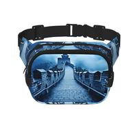 the Great Wall Square double - layer fanny pack with adjustable shoulder strap - travelling fanny pack - perfect for outdoor sports, Black, One Size